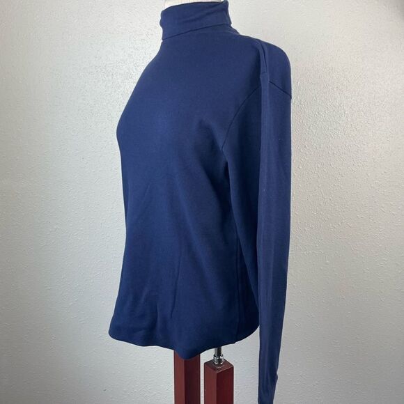 Cross Creek Blue Long Sleeve Turtleneck Top Size L EUC - Picture 3 of 7